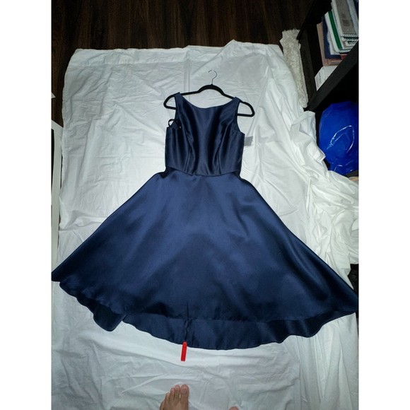 NWT Alfred Sung High/Low Cocktail Dress Midnight Blue Size 8R - Picture 1 of 3